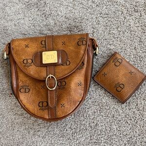Vintage leather crossbody bag and wallet